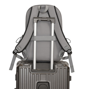 Lightweight Gray <b>Backpack</b> 15 Inch <b>Laptop</b> Compartment <b>For</b> Teenagers Leisure Travel Solid Color Polyester Lining - Product Image 5