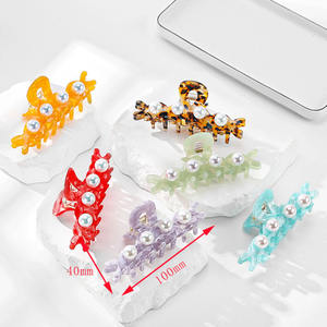 हस्तनिर्मित शार्क गले की क्लिप हेयरपिन एसीटेट मोती हियर पंजे दैनिक जीवन महिलाओं/लड़कियों की डिस्क पोनीटेल बालों की सजावट पंनीटेल बाल सजावट पंजे - Product Image 2