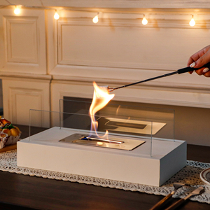 Foyer de table populaire en métal blanc de rectangle de <span class=keywords><strong>cheminée</strong></span> de <span class=keywords><strong>bio</strong></span><span class=keywords><strong>éthanol</strong></span> <span class=keywords><strong>pour</strong></span> le décor extérieur de table de jardin - Product Image 3