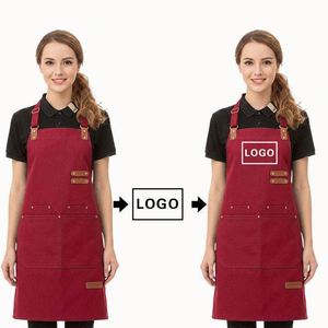 Delantal de Chef de Lona con Logotipo Personalizado al por Mayor, Delantal de Cocina y Jardinería para Mujer con Bolsillos Ajustables y Lavable - Product Image 6