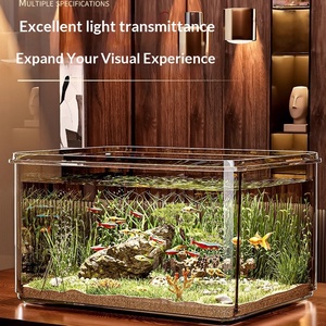 Aquarium rectangulaire <span class=keywords><strong>de</strong></span> bureau à haute transparence pour l'élevage <span class=keywords><strong>de</strong></span> poissons rouges et <span class=keywords><strong>de</strong></span> tortues, idéal comme décoration - Product Image 1