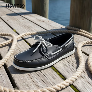 HY, prix d'usine, chaussures <span class=keywords><strong>bateau</strong></span> noires en cuir véritable à lacets, antidérapantes, décontractées, populaires à Singapour HSW041 - Product Image 4