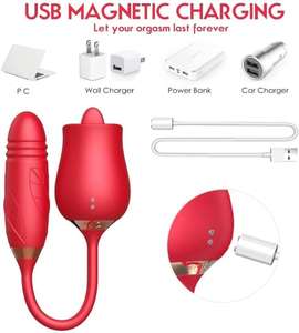 USB Teleskopischer Silikon-Rosen-Vibrator Dildo für Klitorale Stimulation bei Frauen Modell ZB-020 - Product Image 2