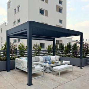 Pergola de jardin écologique 3x4m 4x6m en aluminium à toit rigide avec lames motorisées, auvent de terrasse extérieur, gazebo et pavillon - Product Image 4