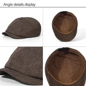 Chapéu octagonal vintage personalizado para meninos, boina plana com bico plano e oito peças, boné para bebedouro, cabrão de táxi, novidade