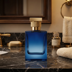 Flacon de parfum en verre givré avec pompe, bouchon personnalisé unique et luxueux, flacon de parfum avec bouchon métallique et vaporisateur. - Product Image 2