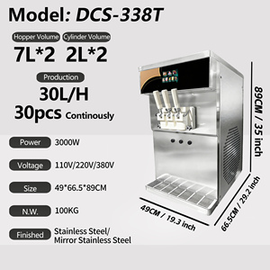 Machine à glace molle à double compresseur 3 saveurs, machine commerciale Pasmo pour coupes de glace Açaï, équipement de glacier - Product Image 2