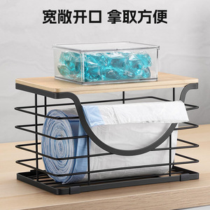 Support de rangement pour sacs poubelles de comptoir, 2 niveaux, noir, empilable, pliable, panier multifonctionnel pour légumes et fruits de cuisine - Product Image 4