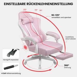 Silla para juegos, 1 pieza, Envío Gratis, silla ajustable para juegos, cuero PU, nailon, ordenador, Silla para jugadores, carreras, rosa con reposapiés - Product Image 5