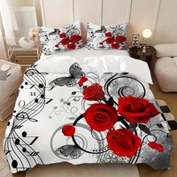 Parure de couette romantique à imprimé numérique 3D de roses, embrassez la passion avec ce set de 3 pièces, plusieurs tailles