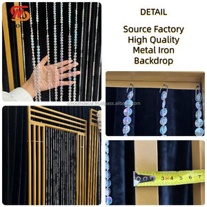 SMOOTH Factory Direct Support de toile de fond de mariage doré en fer avec design miroir, perles transparentes et fleurs, taille personnalisable et support rectangulaire - Product Image 2