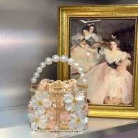Sac de soirée rétro en acrylique pour femme, pochette à chaîne motif tournesol et cage à oiseaux