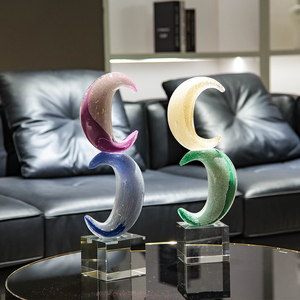Oggetti decorativi in vetro e cristallo di lusso leggero di fascia alta fatti a mano unici a forma di luna decorazioni <span class=keywords><strong>Ramadan</strong></span> - Product Image 5