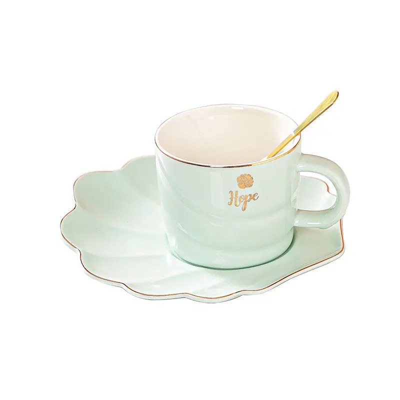 유럽 스타일 크리 에이 티브 쉘 애프터눈 티 간단한 도매 커피 컵과 접시 세트