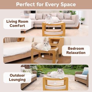 ZMaker Nuevo Rascador para Gatos de Sisal de Dos Niveles, Poste Rascador con Almohadilla para Rascar, Cama Cómoda para Gatos, para Gatitos de Interior - Product Image 6