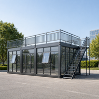 Maison en verre sur mesure à prix d'usine avec terrasse sur le toit, café, boutique ou bureau modulaire préfabriqué à vendre