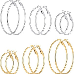 Large Size Light <b>Weight</b> PVD 18K Gold Plated Stainless Steel <b>Hoop</b> Earrings | Trendy Unisex | Multiple Sizes 20mm-70mm | - Product Image 2