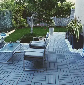 Suelo compuesto de plástico y madera para exteriores, baldosa de cubierta entrelazada para patio, jardín, piscina, balcón, pasarela