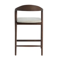 Chaise de bar en bois à dossier haut OEM/ODM avec accoudoirs, chaise de salle à manger en rotin massif en frêne, chaise de café en bois pour la maison