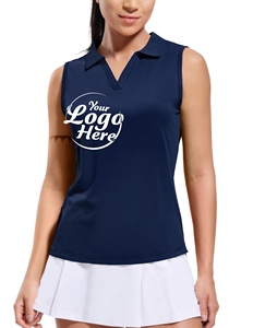 เสื้อโปโลพิมพ์ลาย wicking เสื้อกีฬาแขนกุดสำหรับผู้หญิงเสื้อกล้ามมีปกคอวีเสื้อกีฬาแห้ง - Product Image 5