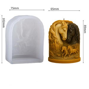 Molde de Silicona 3D Estereoscópico de Caballo y <span class=keywords><strong>Castillo</strong></span> para Hacer Velas, Jabones, Resina, Yeso y Manualidades - Product Image 2