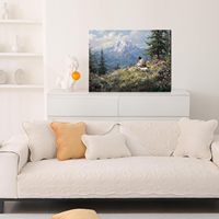 Tableau mural sur toile avec paysage de montagne, Jésus et l'Agneau, impression religieuse biblique, décoration murale chrétienne pour chambre à coucher et salon