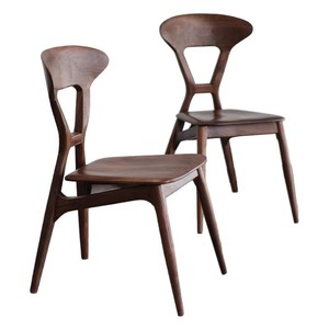 Silla de comedor de madera maciza estilo nórdico color nogal, diseño moderno para comedor - Product Image 5