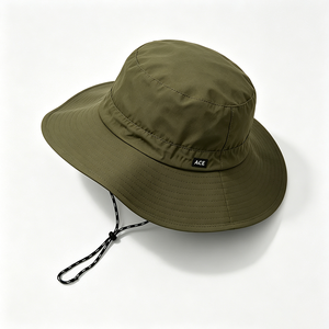Sombrero de ala ancha para exteriores, color verde oliva, de secado rápido, ligero, con protección solar, correa ajustable para la barbilla, logotipo ACE personalizado, para camping - Product Image 2