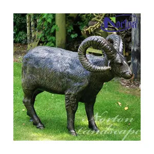 Modern Outdoor Cecor Metal Craft Animal Statue Brass Life size Bronze Ram Goat Caprine Sheep Sculpture