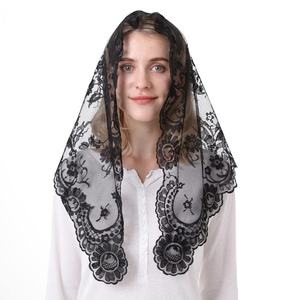 Couvre-chef pour femmes, broderie de style espagnol, voile triangulaire <span class=keywords><strong>catholique</strong></span>, dentelle de style église, mantilla - Product Image 3