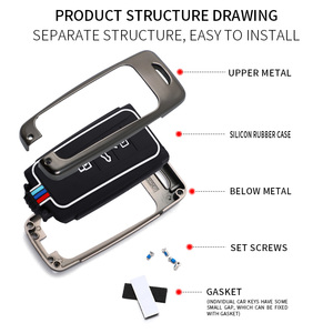 Étui de protection pour clé de voiture en alliage de zinc et gel de silice pour Volkswagen <span class=keywords><strong>2022</strong></span> TOUAREG, porte-clés VW, accessoires de sac - Product Image 5