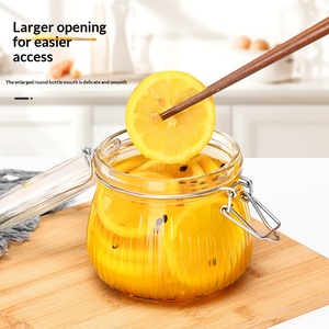 ขวดแก้วใสปากกว้างแบบมีฝาปิดสนิทสำหรับเก็บของในครัว ใช้สำหรับดองผัก แยม และถนอมอาหาร - Product Image 3