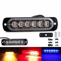 12V 24V 6 Led stroboscopique voyant d'avertissement calandre clignotant barre lumineuse camion voiture balise lampe ambre rouge bleu blanc feu de circulation