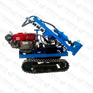 small crawler track hydraulic drilling rig22HP 35HP hydraulic pneumatic type Engineering rubber trackchassis DTH drilling rig