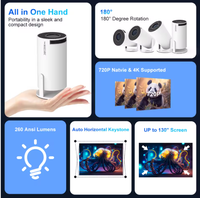 Projecteur HY300 Pro+ Android 14, prise en charge 4K, Wi-Fi 6, BT5.4, écran LCD portable, 260 lumens, courte focale, home cinéma, haut-parleur 5W