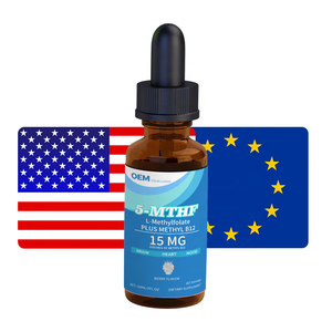 OEM/ODM Gotas Veganas de 5-MTHF L-Metilfolato 15mg con Metil B12, Suplemento de Vitamina B9 y B12, Cumple con las Normas de EE. UU./UE - Product Image 1