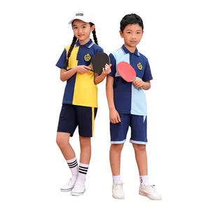 马来西亚学校运动服制服马球衫短款套装幼儿园和小学制服儿童运动服
