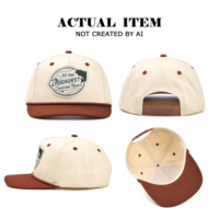 Casquette de baseball bicolore avec corde, casquette rétro à 5 panneaux, casquettes snapback unisexe personnalisées avec patch tissé, chapeaux personnalisés