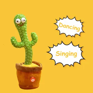 Columpio eléctrico Bailando Cactus Jugar Música Cantando Plantas de peluche El mejor juguete de peluche electrónico de la fábrica de China