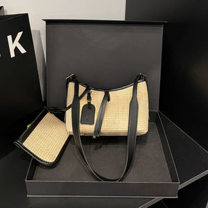 Borsa Tote in materiale PU di fascia alta modello 2025. Tessitura simile alla paglia. Con una cerniera. Può essere trasportato da sling.1032 - Product Image 4