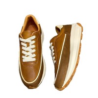 Baskets rétro en cuir véritable marron uni pour hommes, à lacets, avec doublure en mesh et semelle extérieure en Phylon, semelle épaisse, décontractées, printemps-automne
