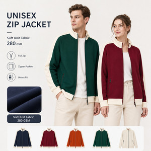 Custom Logo Unisex Zip Jacket <b>Stand</b> Collar Color Block Performance Casual Wholesale Team Wear S-4XL <b>Night</b> Blue Crimson - Product Image 1