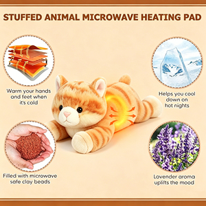 Peluche <span class=keywords><strong>chat</strong></span> personnalisée mignonne, <span class=keywords><strong>coussin</strong></span> <span class=keywords><strong>chauffant</strong></span> <span class=keywords><strong>micro</strong></span>-ondable, animal en peluche <span class=keywords><strong>chauffant</strong></span> pour soulager les crampes menstruelles - Product Image 2