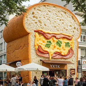 Superbe rue magasin Art déco moderne en fibre de verre géant en forme de hamburger Sculpture design accrocheur <span class=keywords><strong>dessin</strong></span> des foules - Product Image 4