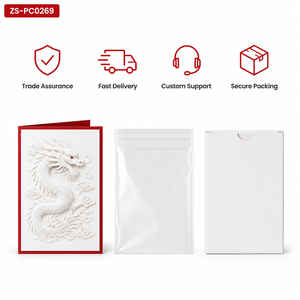 Carte de vœux artisanale en papier découpé au laser, design original ZS-PC0269, dragon chinois 3D pop-up, nuage de dragon rouge - Product Image 6