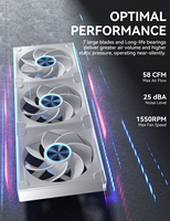 Ventilador de caja de PC upHere de 360 mm con aspas invertidas, ventilador ARGB PWM todo en uno blanco, sincronización con la placa base Infinity Mirror de 5V y 3 pines