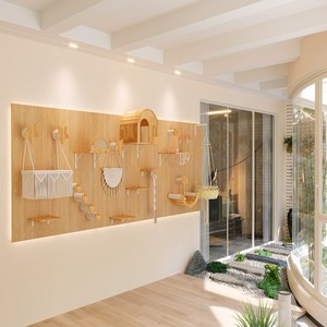 <span class=keywords><strong>Arbre</strong></span> à <span class=keywords><strong>chat</strong></span> mural facile à installer, structure d'escalade et griffoir en bois massif sur mesure, gain de place - Product Image 6