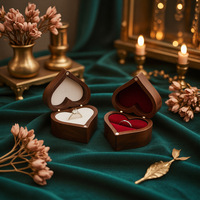 Boîte à bijoux personnalisée en noyer, en forme de cœur, style européen, boîte à bagues pour demande en mariage, rangement de bijoux, cadeau, boîte à bagues en bois pour les amoureux