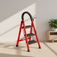 Échelle escamotable en acier à 2-3 marches, design moderne, pour usage domestique, capacité 110 kg, portable, pour cuisine, marchepied