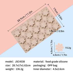 MUYULINS factory can customize 15-cavity flower-shaped molds, LFGB platinum non-stick, BPA-free <b>silicone</b> cake molds - Product Image 6